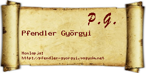 Pfendler Györgyi névjegykártya